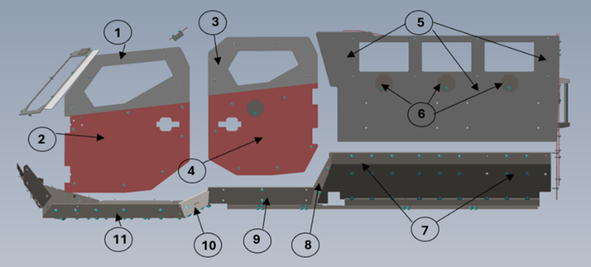 Item 9) REAR LEFT/RIGHT FRAME BOLT ON ARMOR
